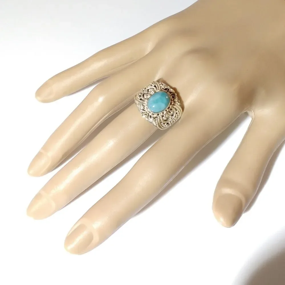 Bali Larimar Ring Sterling Silver Size 7